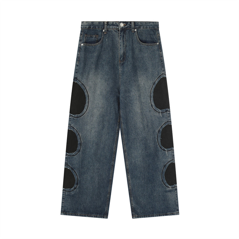 Men Jeans Punk Hole & Patch Loose Casual