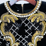 Women Haute Couture Dresses Sequined Diamonds Beaded Gold Velvet
