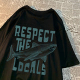Respect The Locals Shark Printing Tshirt Breathable Street