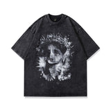 Men T-Shirt Vintage Printed Distressed Loose