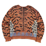 Kapital Sweater Vintage Hida and Macro Japanese Leisure Tiger Pattern Leopard Print Long Sleeve Loose V-neck Knitted Cardigan