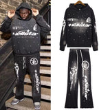 HS Hoodie & Sweatpants 2 Piece Set Vintage Distressed