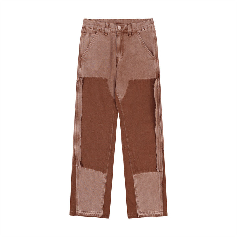Men Jeans Punk Stitching Edging Loose