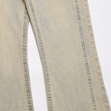 Men Jeans Topstitching Loose Casual Patchwork