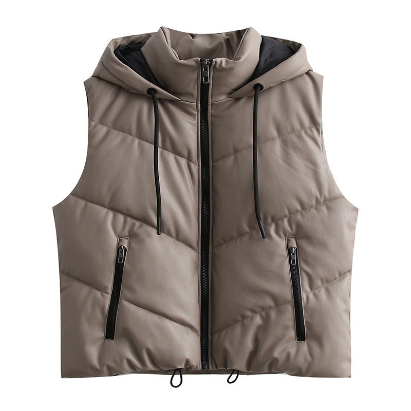 Women Cotton Coat Imitation Leather Vest