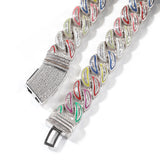 Jewelry 20mm Colorful Luminous Cuban Chain Copper with Zircon Spectrum St. Valentine's