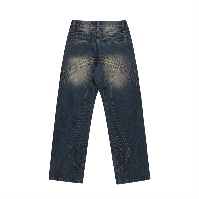 Men Jeans Punk Stitching Loose