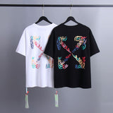 Ow T Shirts Oil Painting Arrow Print Men and Women