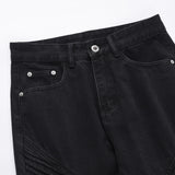 Men Jeans Pleated Loose Hole Design