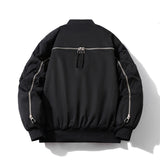 Mens Vintage Jackets Zip Baseball Collar Thermal Bomber Jacket