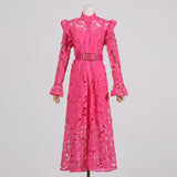 Bohemian Dress Socialite Bell Sleeve Hollow Thin Dress