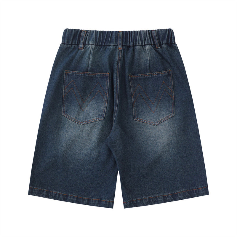 Men Shorts Split Zipper Denim Shorts Summer Loose White