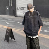 Men T Shirt Loose Casual Retro Distressed