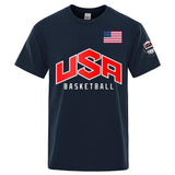 USA Basketballer Printed Street Casual T-Shirts Men Loose Ov