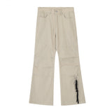 Men Jeans Pleated Stitching Workwear Casual Loose Punk