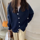 Women Knitted Cardigan Retro Loose Thick Sweater