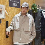 Men Long Sleeve T Shirt Men Loose Street Casual Overshirt All-Match