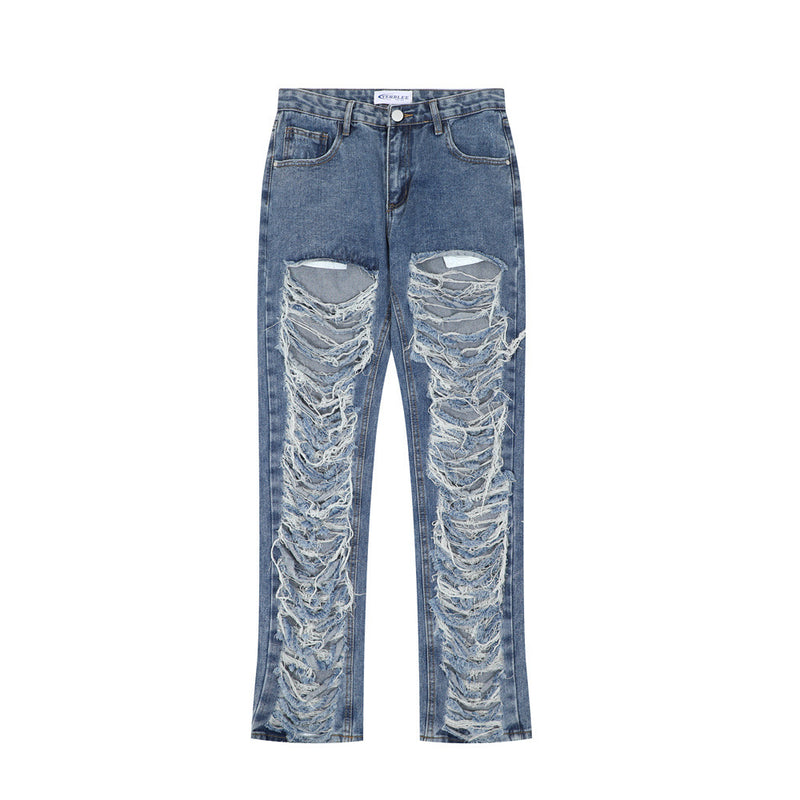 Men Jeans Cut Ripped Punk Loose