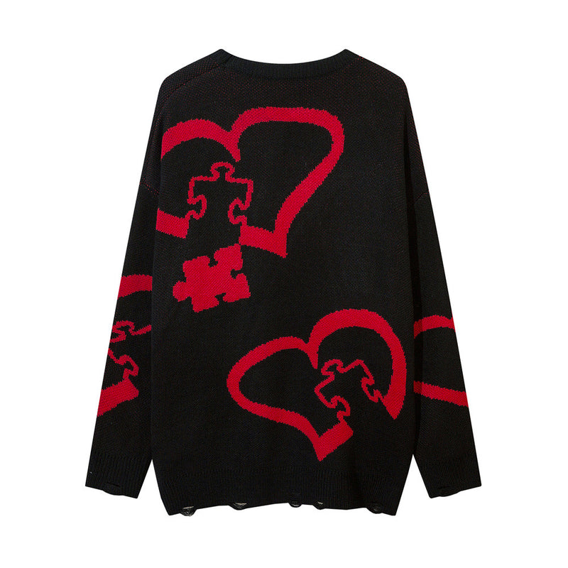 Men Sweater Idle Style Love Heart Brocade Sweater
