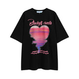 After Prom Shirt Summer Vintage Print Short Sleeves T-shirt Hong Kong Style Loose All-Match Couple