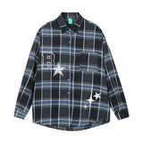 Men Long Sleeved T Shirt Long Sleeve Shirt Spring and Autumn Letter Five-Pointed Star Print Loose Casual Shirt