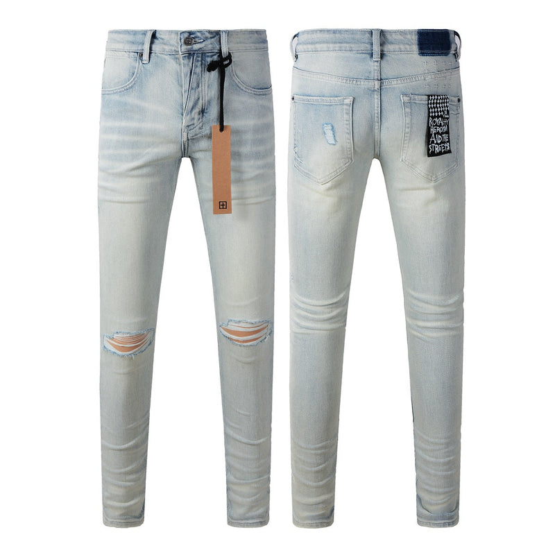 KSUBI Jeans Slim Fit Casual Stretch Ripped Jeans
