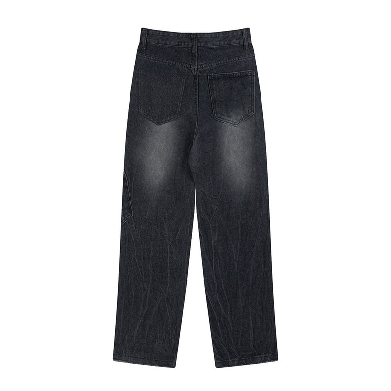 Men Jeans Decoration Loose Worn out