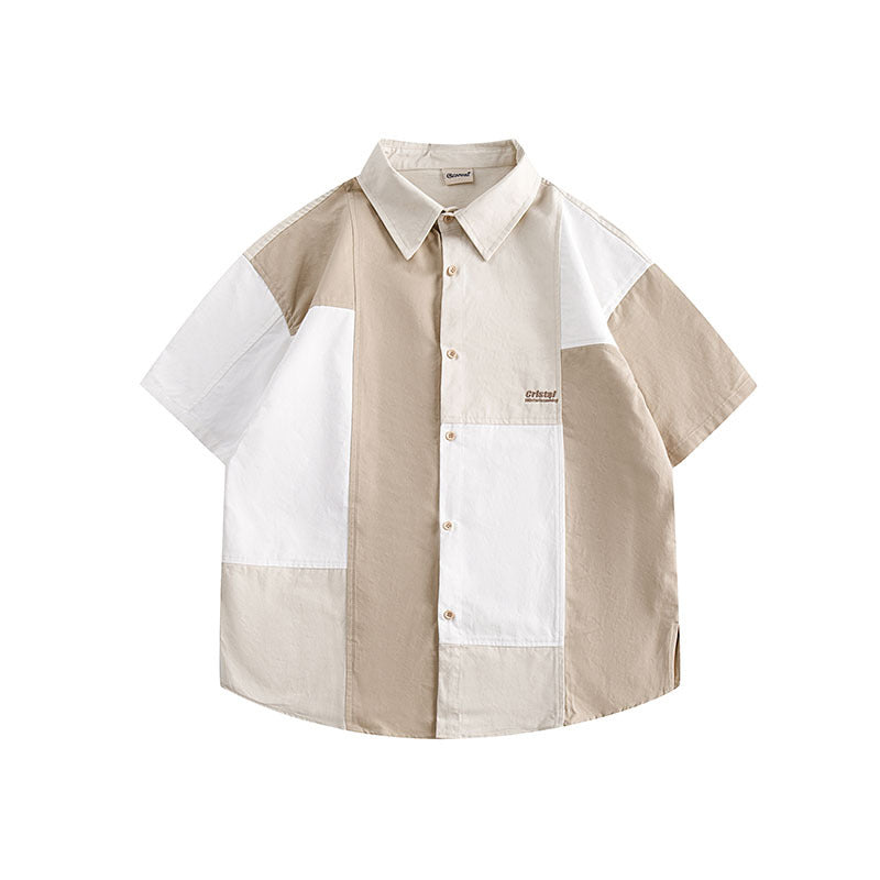 Short Sleeve Shirt Japanese-Style Retro Loose Stitching