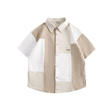 Short Sleeve Shirt Japanese-Style Retro Loose Stitching