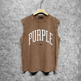 Purple Brand Distressed Tank T Shirts Distressed Sleeveless T-shirt Vest