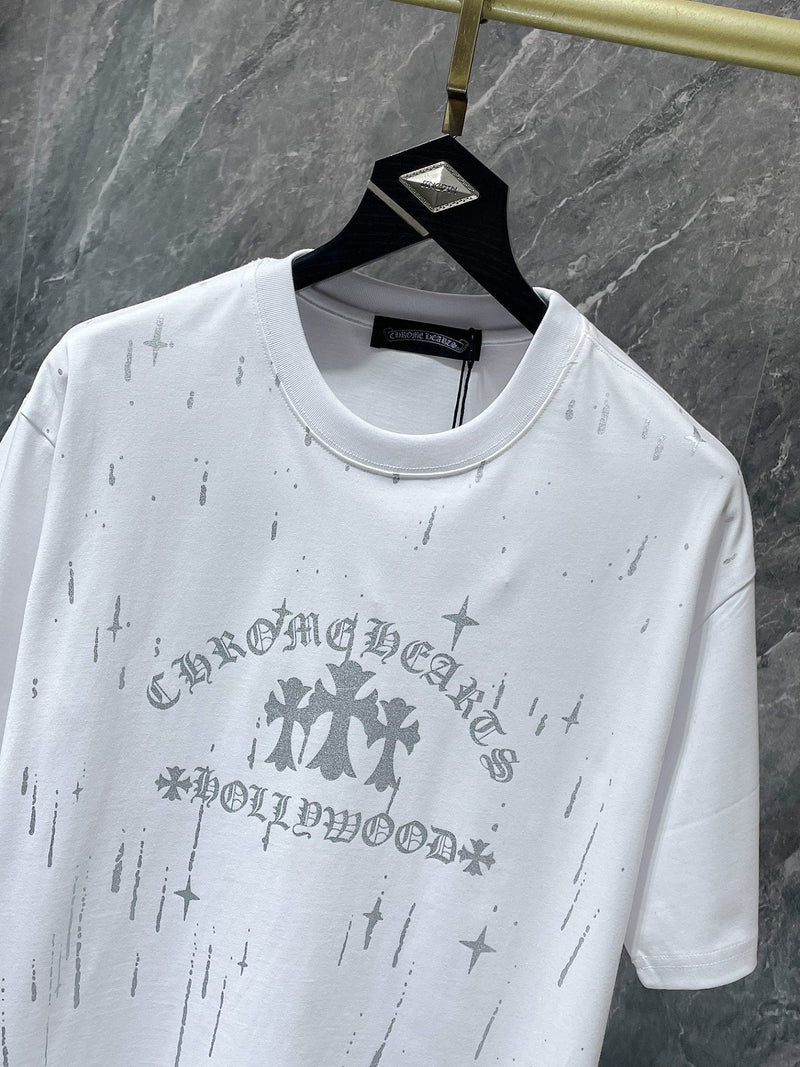 Chh Chrome Hearts T Shirts Sanskrit Star Splashing Ink Casual Sports Men's and Women's Short Sleeve T-Shirts