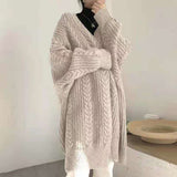 Women Knitted Cardigan Retro Fashion Minimalism Thick Loose