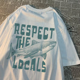 Respect The Locals Shark Printing Tshirt Breathable Street