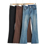 Women Jeans Slimming Denim Bell-Bottom Pants Retro
