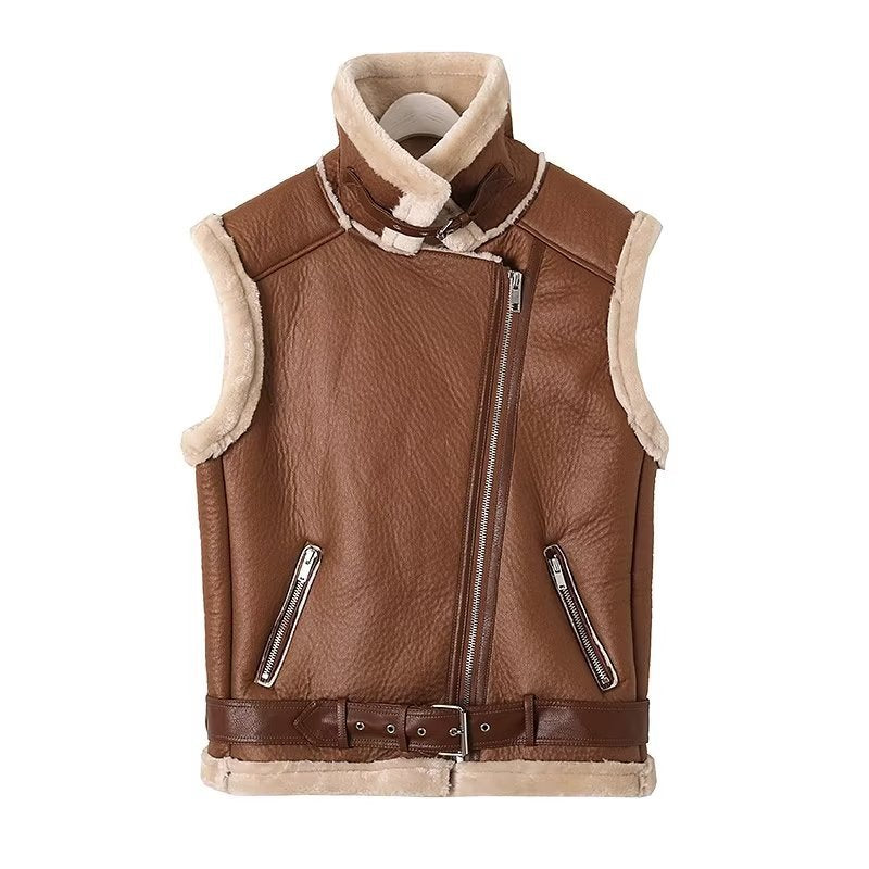 Women Vest Casual Loose Lamb Wool Vest