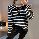 Women Pullover Sweater Stripes Slimming Sweater