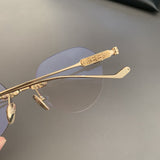 CHH Chrome Hearts Glasses Frameless Perforated Round Vintage Myopia Glasses Frame
