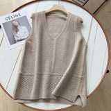 Women Vest Retro Simple Loose Knit