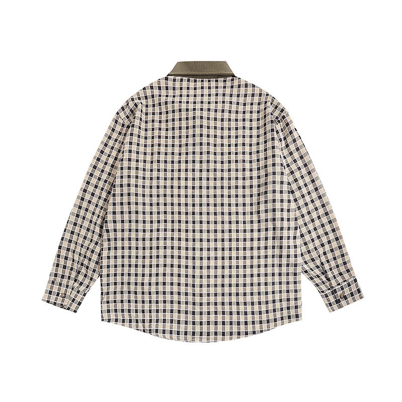 Long Sleeve Shirt Vintage College Style Long Sleeve Plaid Shirt for Lovers