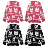 Women Sweater Cartoon Jacquard Knitted Idle Style