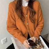 Women Knitted Cardigan Short Retro Loose Knitted Cardigan