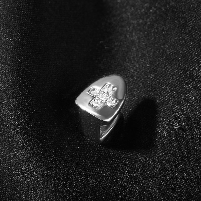 Grillz Micro Zircon Cross Single Tooth Gold Braces Spectrum