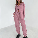 Women Co-Ords Autumn and Winter Long-Sleeved Shirt Sports Style Fashion