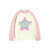 Women Sweater Animal Color Matching Sweater Retro Loose All-Match