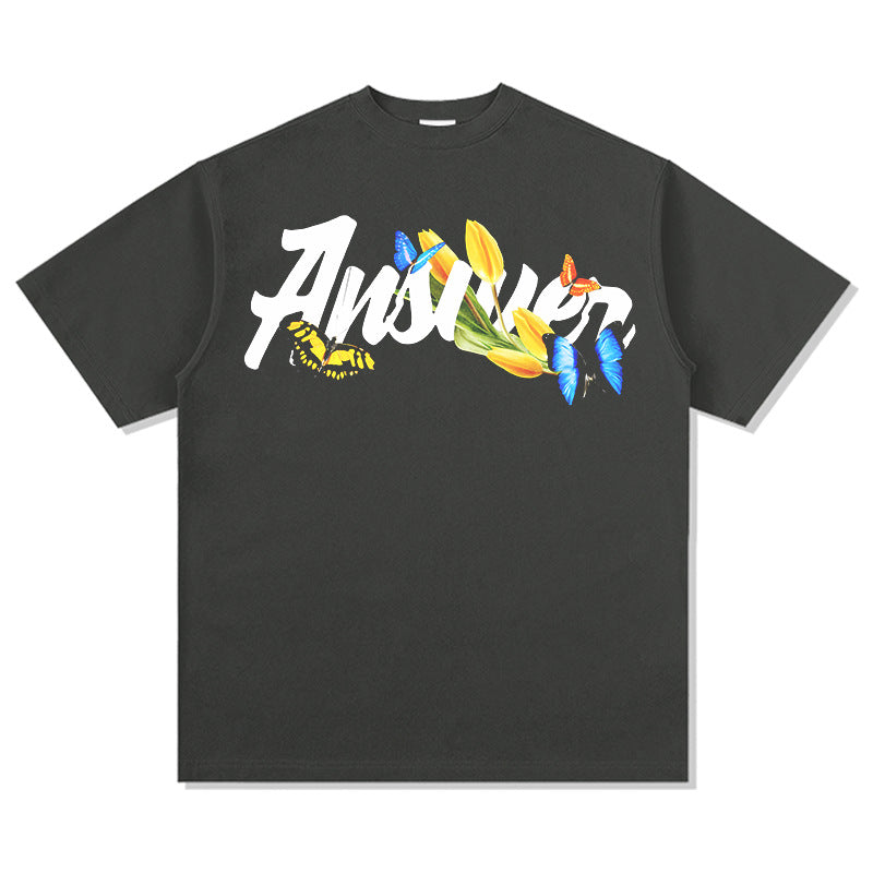 Unisex T Shirt Retro Short Sleeve T-Shirt Cotton