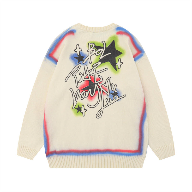 Men Sweater XINGX Graffiti round Neck Wool Casual Niche