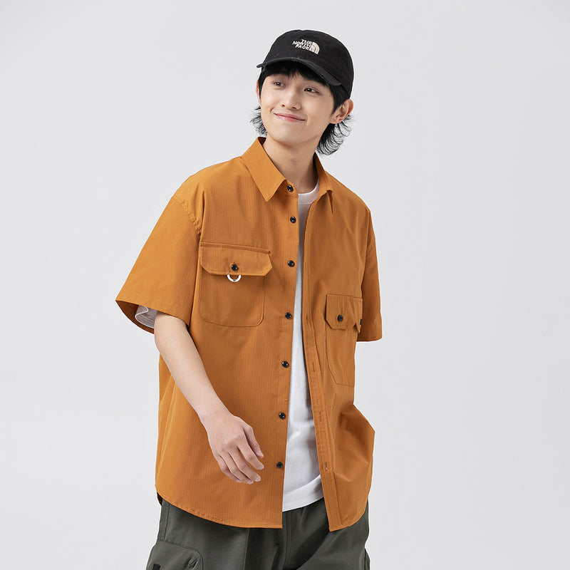 Unisex Shirt Retro Multi-Pocket Loose Casual