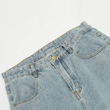 Men Jeans Multi-Pocket Stitching Loose Casual