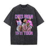 Rapper Chris Brown Big Face Graphic Vintage Washed T-Shirts