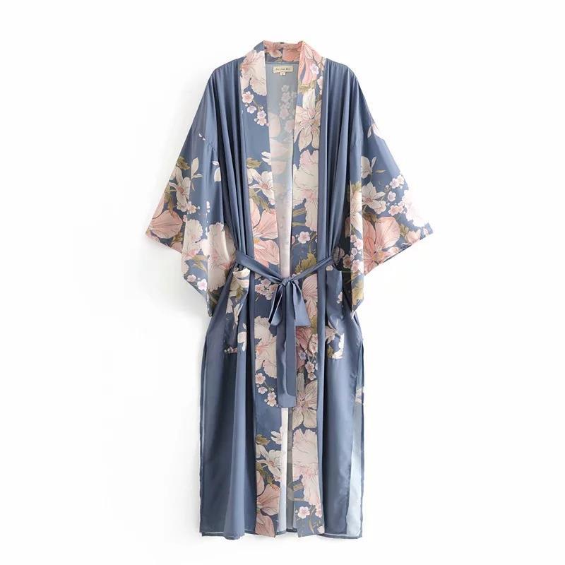 Women Trench Coat Beach Shirt Vacation Robe Sun Protection